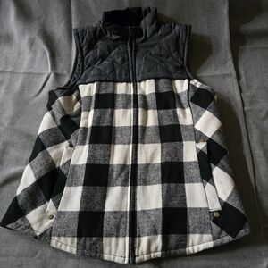 Maurices Black Buffalo Plaid Quilted Vest Medium